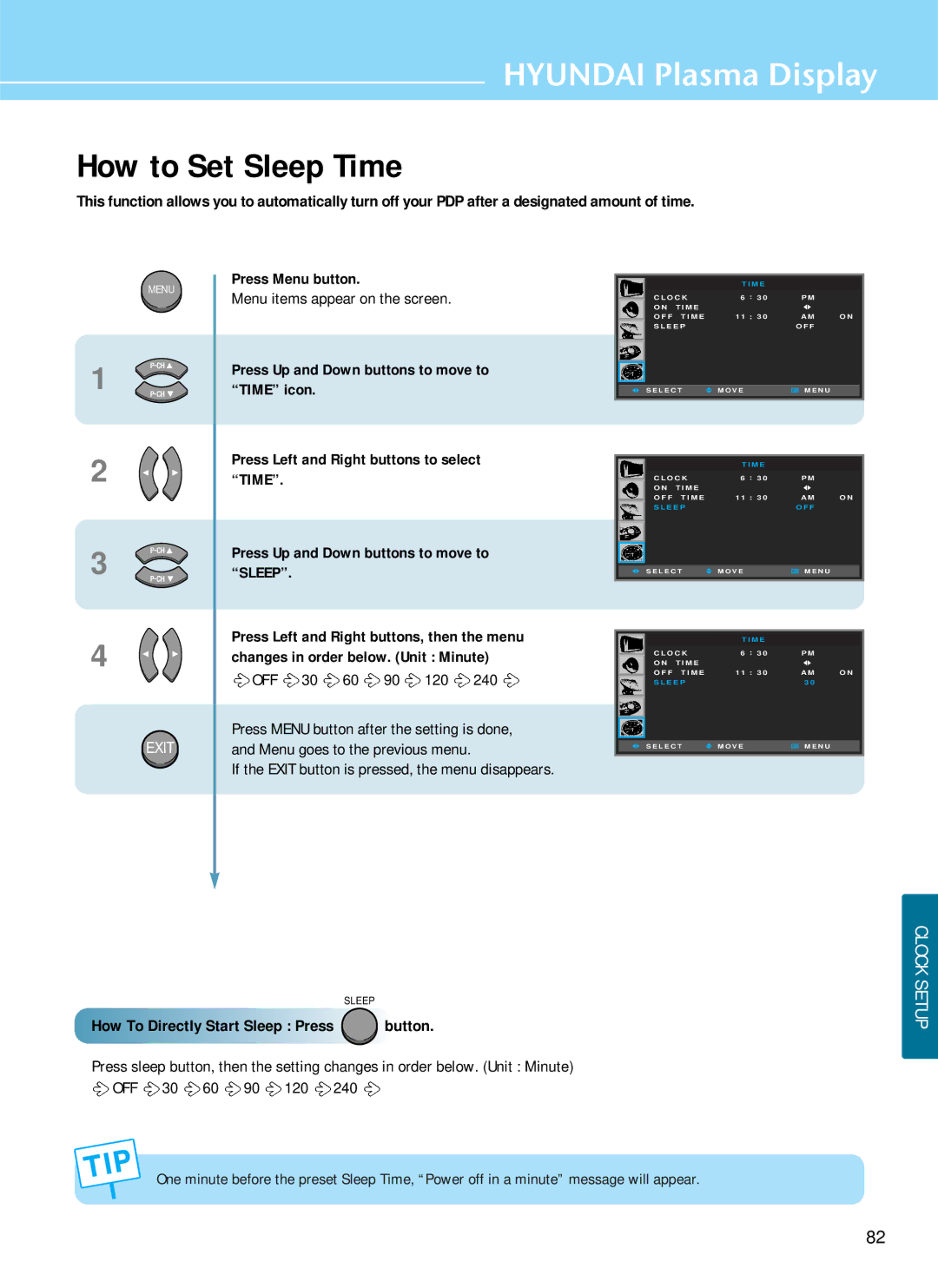 Hyundai HQP501HR, HQP421SR, HQP421HR manual How to Set Sleep Time, OFF 30 60 90 120, How To Directly Start Sleep Press button 