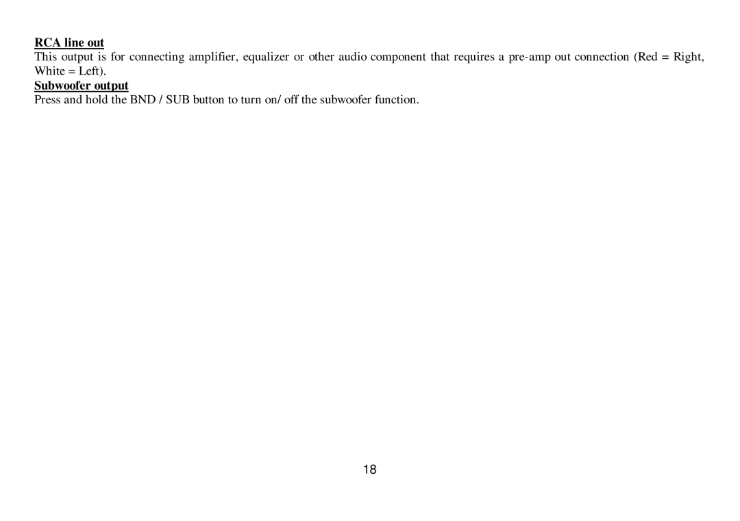 Hyundai IT H-CDM8033 instruction manual RCA line out, Subwoofer output 