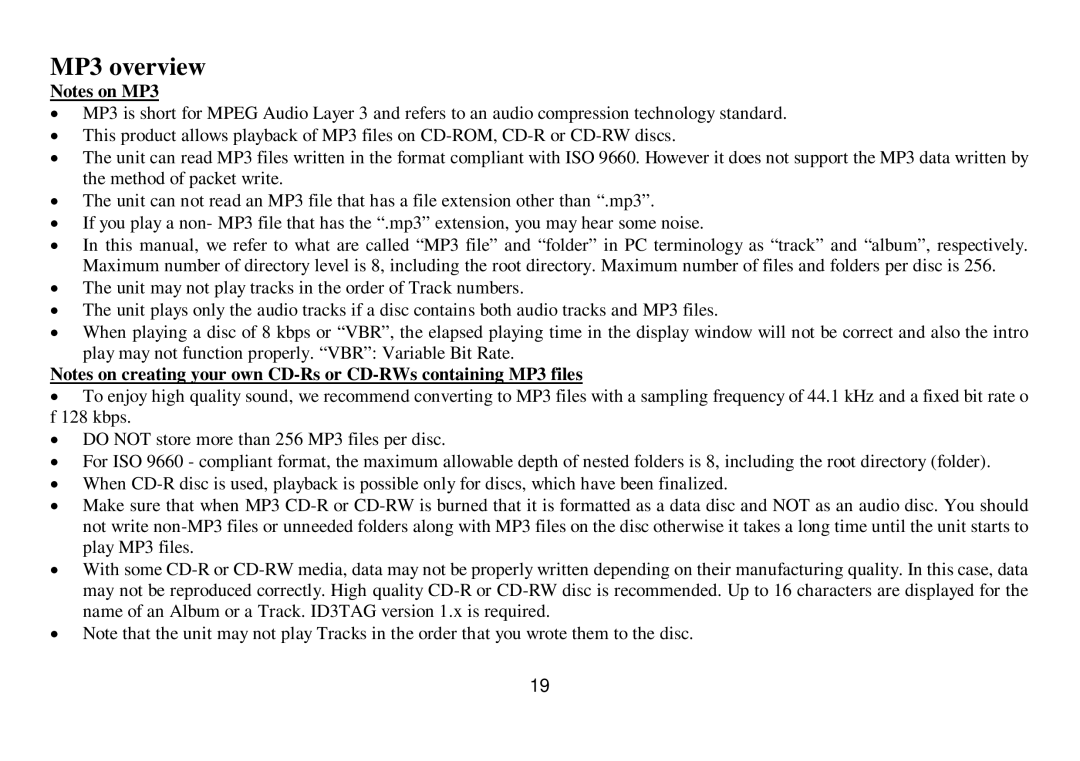 Hyundai IT H-CDM8033 instruction manual MP3 overview 