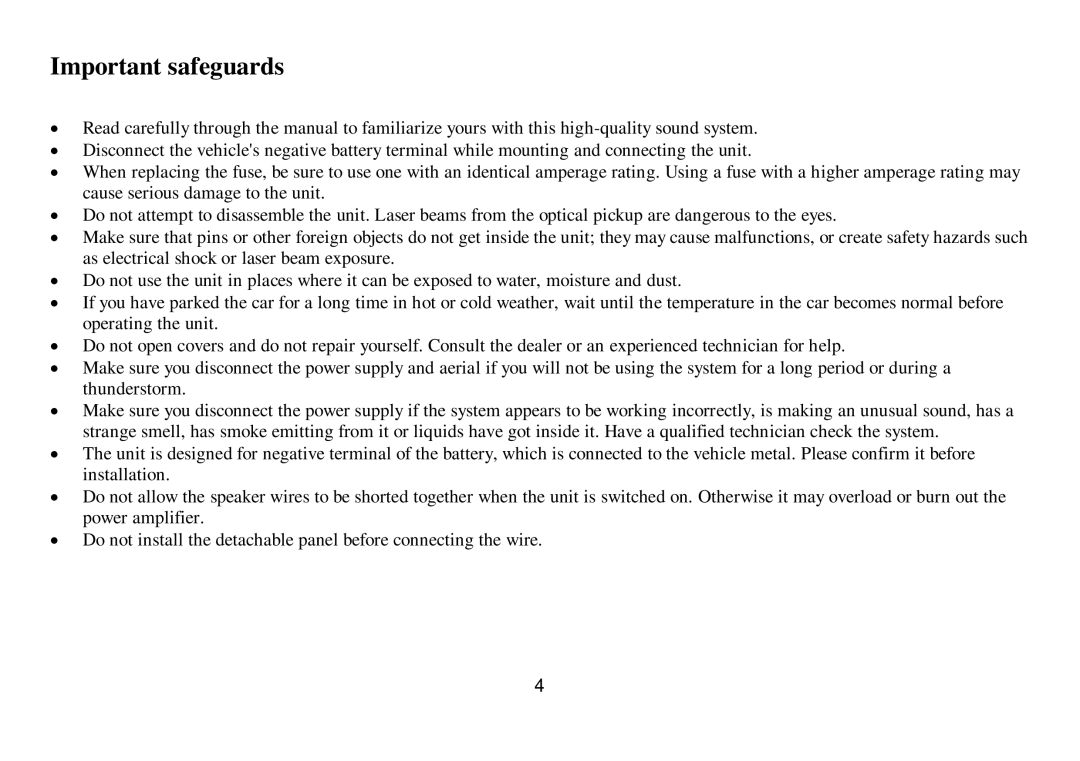 Hyundai IT H-CDM8033 instruction manual Important safeguards 