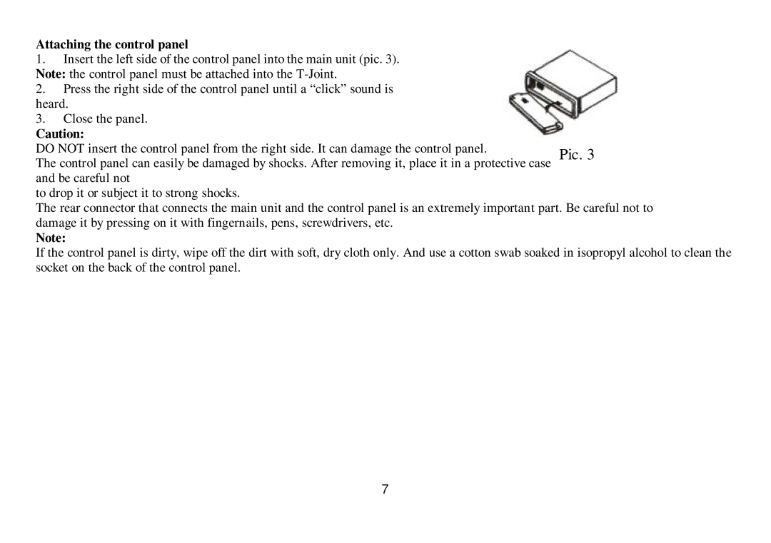 Hyundai IT H-CDM8033 instruction manual Attaching the control panel 