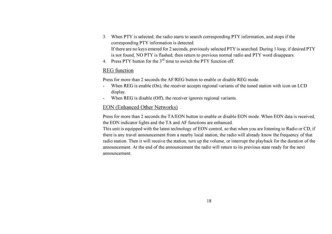 Hyundai IT H-CMD4006 instruction manual REG function, EON Enhanced Other Networks 