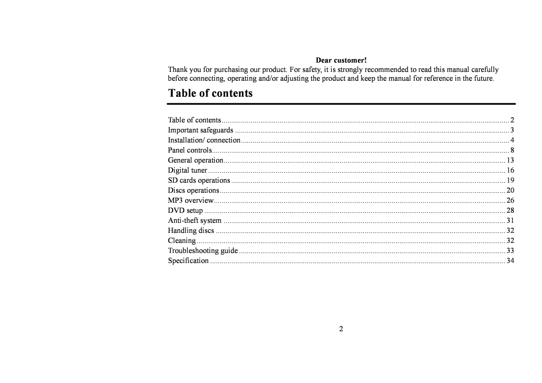 Hyundai IT H-CMD4006 instruction manual Table of contents 