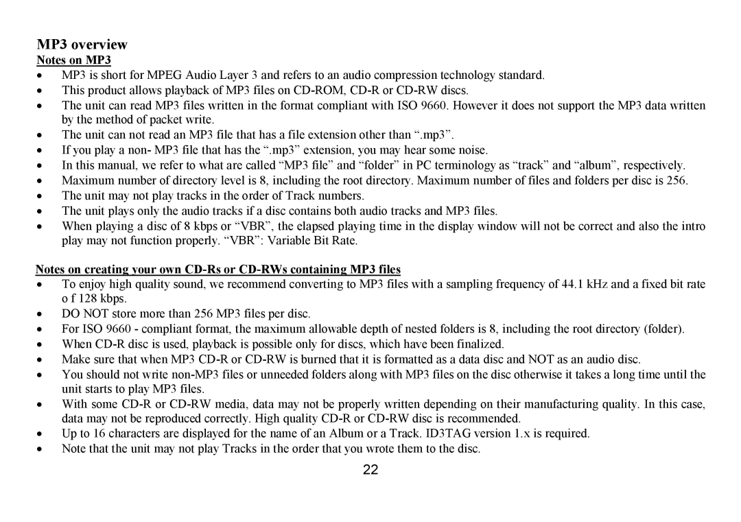 Hyundai IT H-CMD7075 instruction manual MP3 overview 