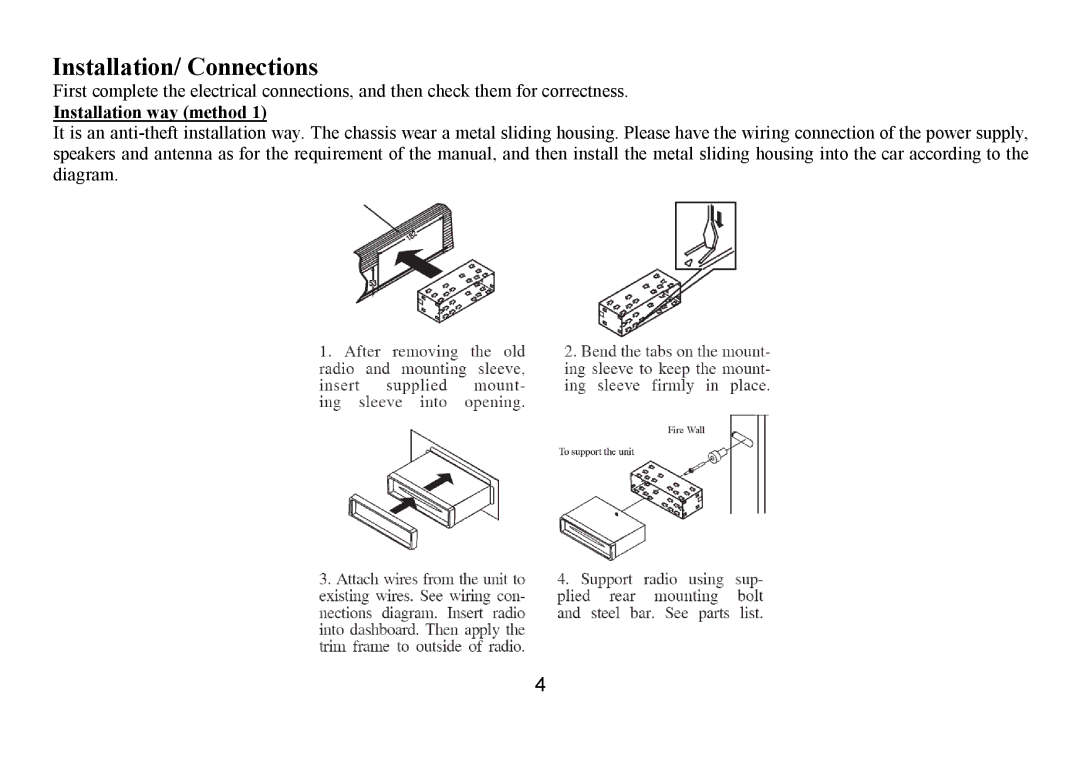 Hyundai IT H-CMD7075 instruction manual Installation/ Connections, Installation way method 