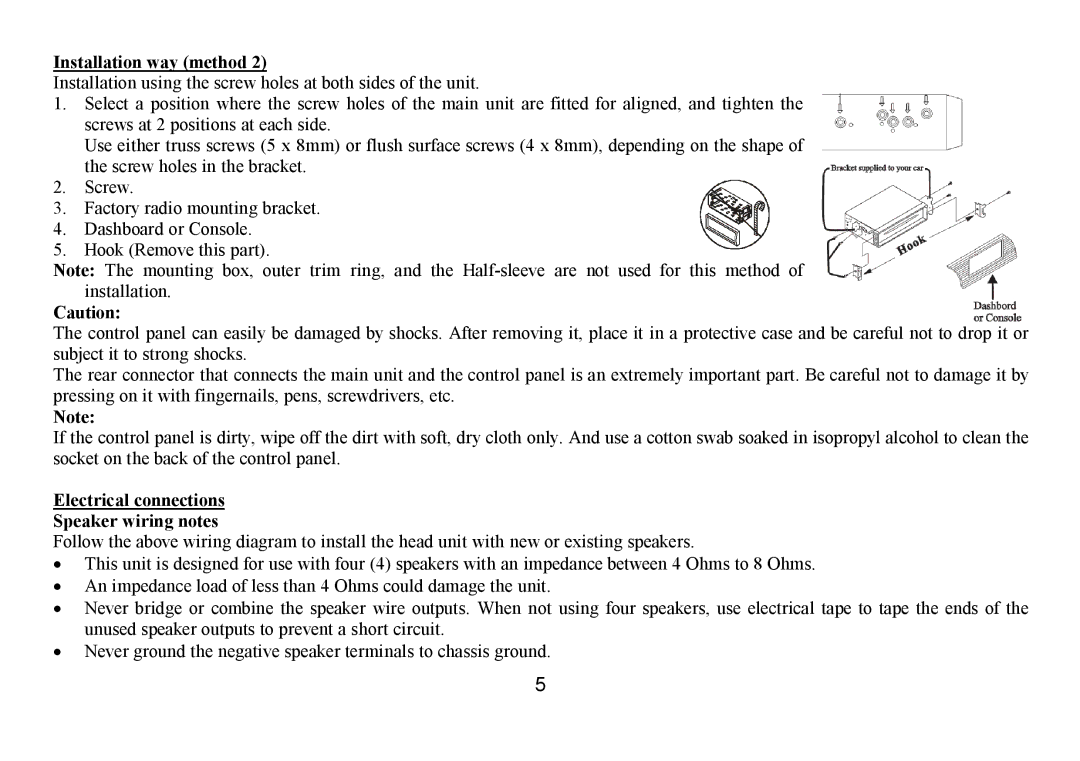 Hyundai IT H-CMD7075 instruction manual Electrical connections Speaker wiring notes 