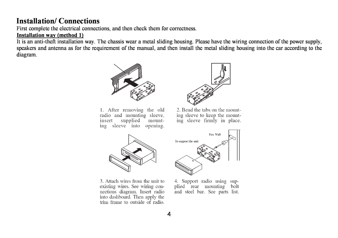 Hyundai IT H-CMD7075 instruction manual Installation/ Connections, Installation way method 