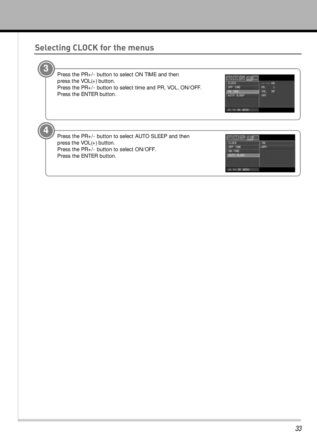 Hyundai IT HLT-3272 owner manual Selecting Clock for the menus 