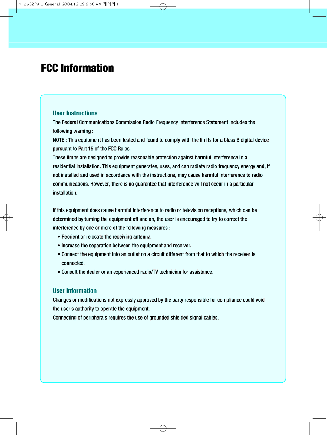 Hyundai IT HQL260WR, 320WR manual FCC Information, User Instructions 