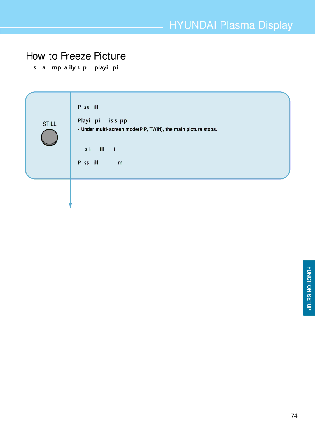 Hyundai IT HQP501HR, HQP421SR, HQP421HR manual How to Freeze Picture, User can temporarily stop the playing picture 