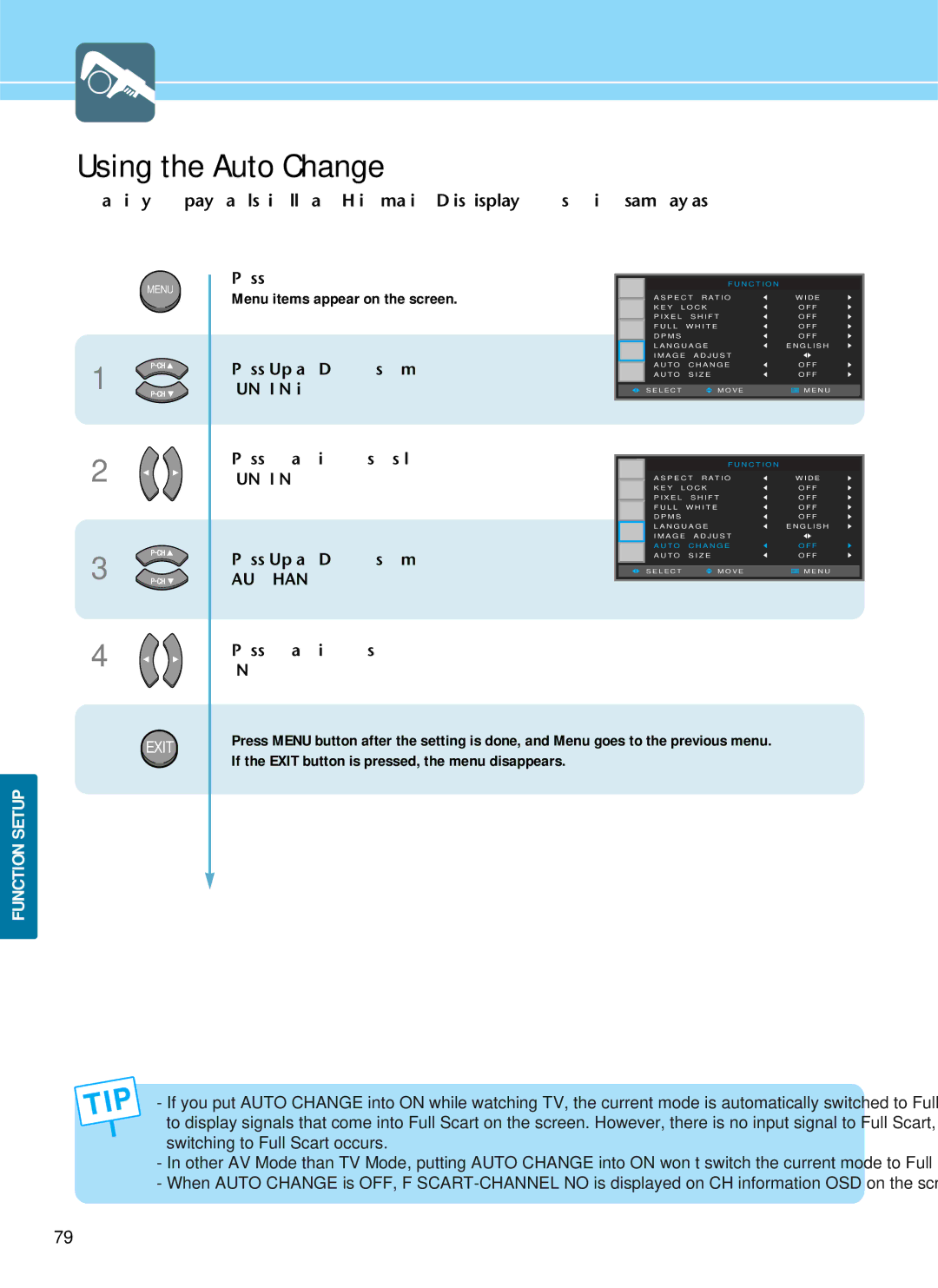 Hyundai IT HQP421HR, HQP421SR, HQP501HR manual Using the Auto Change 