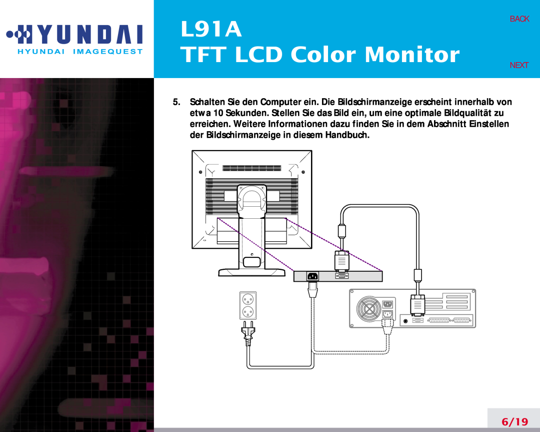 Hyundai manual L91A TFT LCD Color Monitor, 6/19, Back Next 