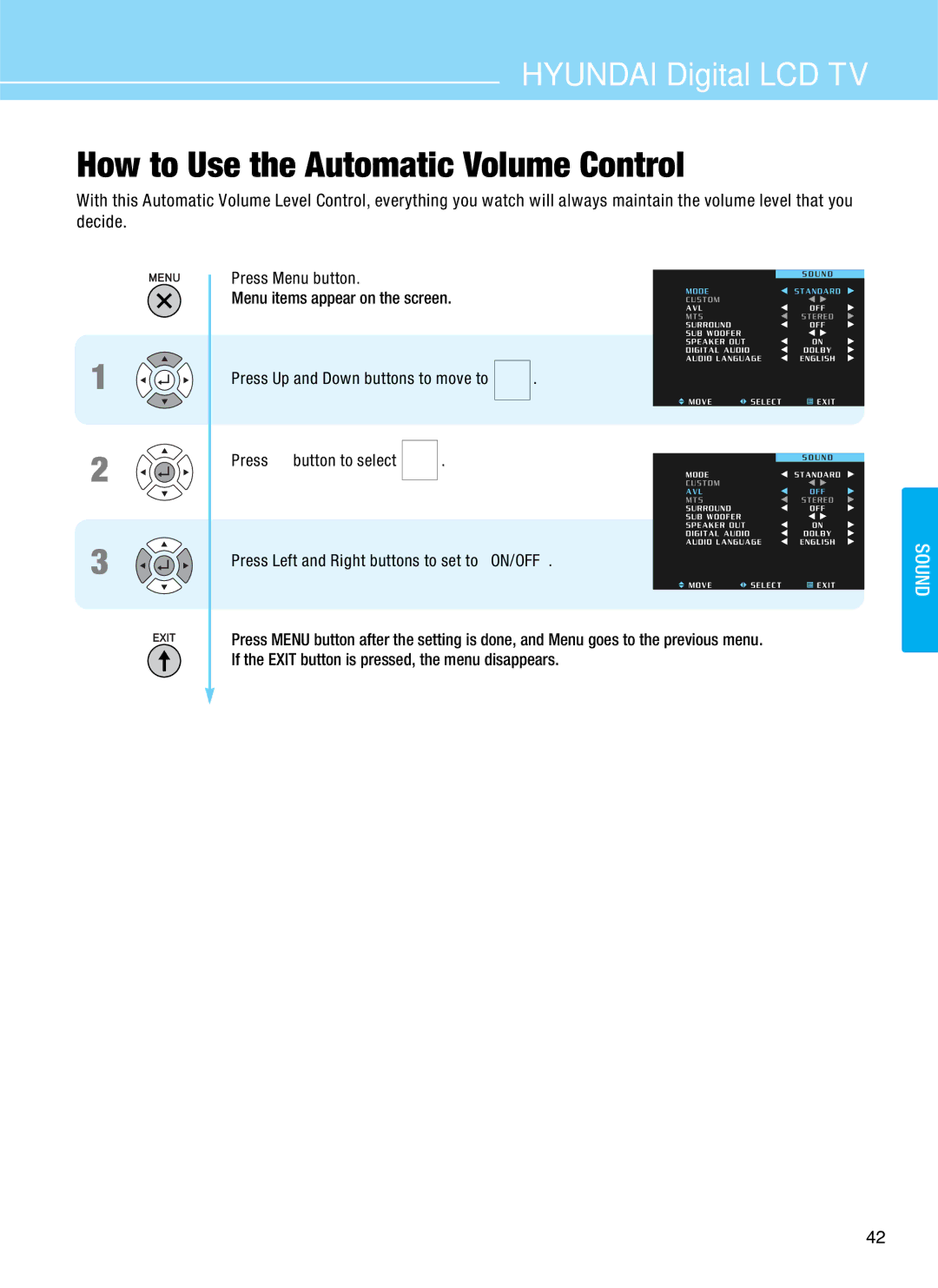 Hyundai Q320, Q401, Q321, Q261 manual How to Use the Automatic Volume Control 