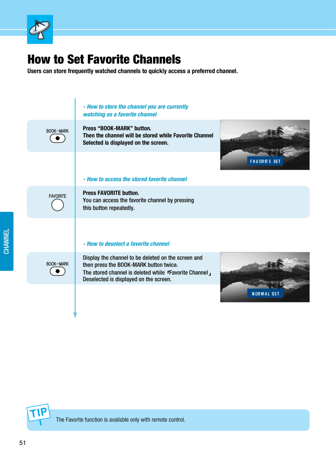 Hyundai Q321, Q401, Q320, Q261 manual How to Set Favorite Channels, Press Favorite button 