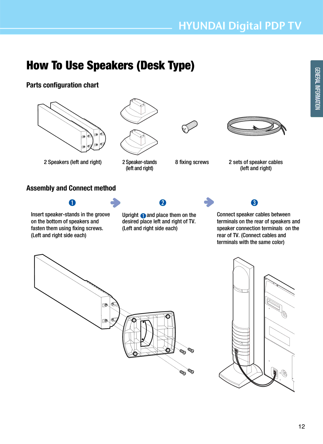 Hyundai Q421S, Q421H, Q501 manual How To Use Speakers Desk Type, Speakers left and right, Upright, On the bottom of speakers 