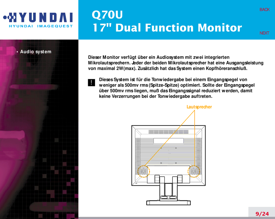 Hyundai Q70U manual Audio system 