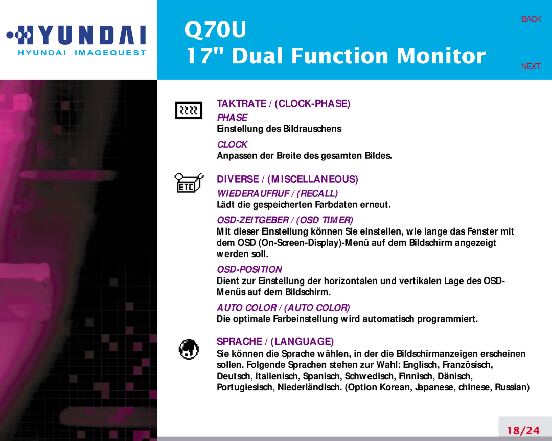 Hyundai Q70U manual 18/24 