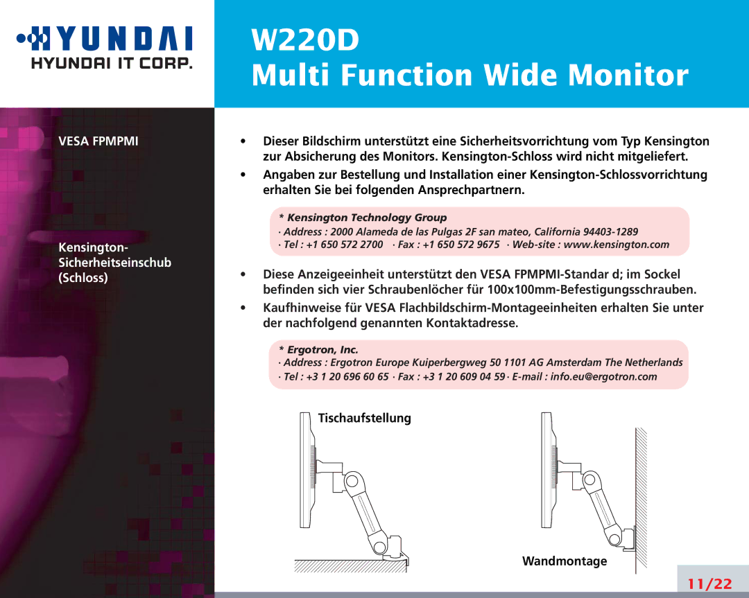 Hyundai W220D manual 11/22 