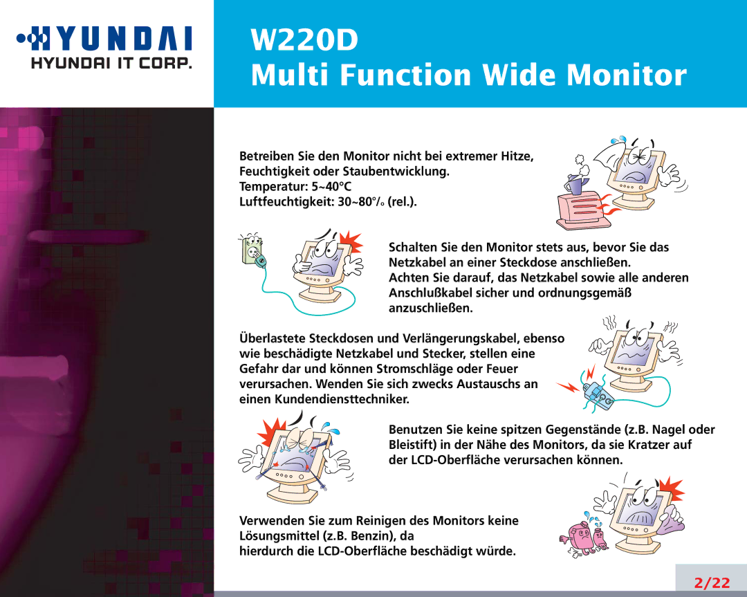 Hyundai manual W220D Multi Function Wide Monitor 