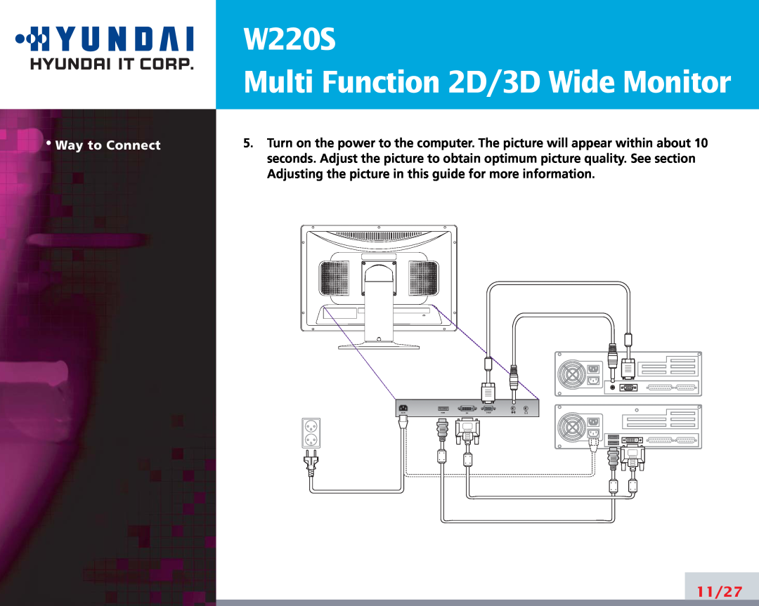 Hyundai manual W220S Multi Function 2D/3D Wide Monitor, 11/27, Way to Connect 