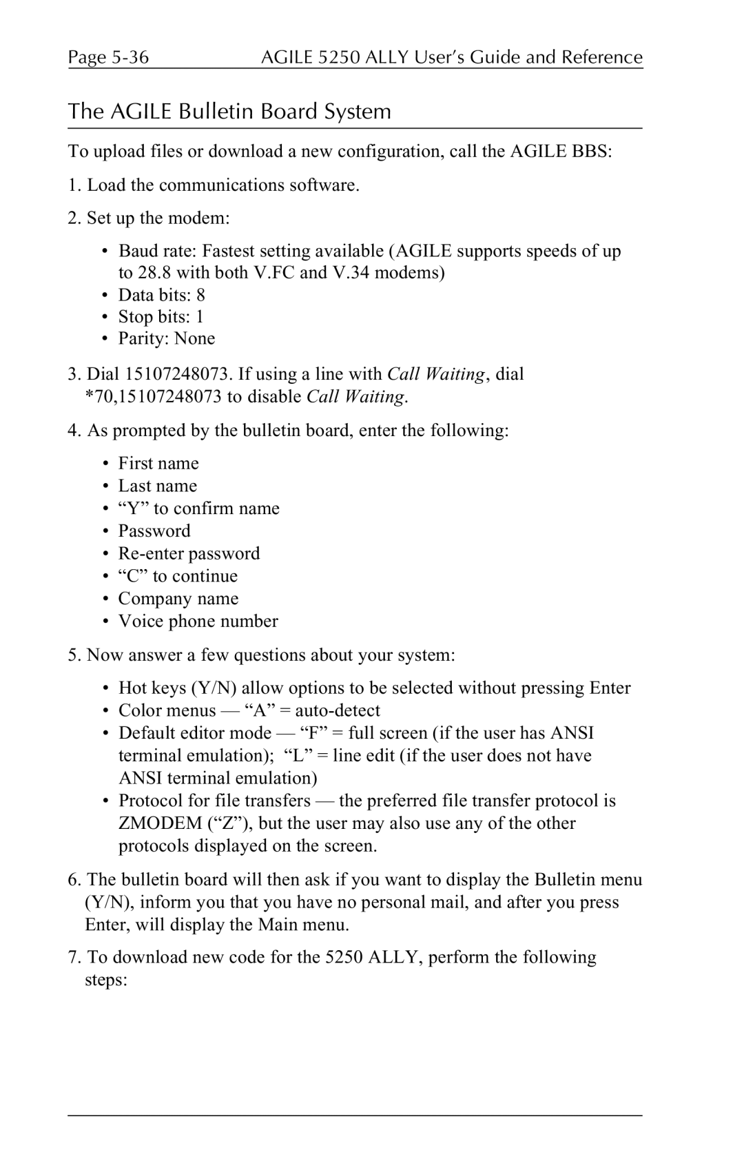 I-Data 5250 ALLY manual Agile Bulletin Board System 