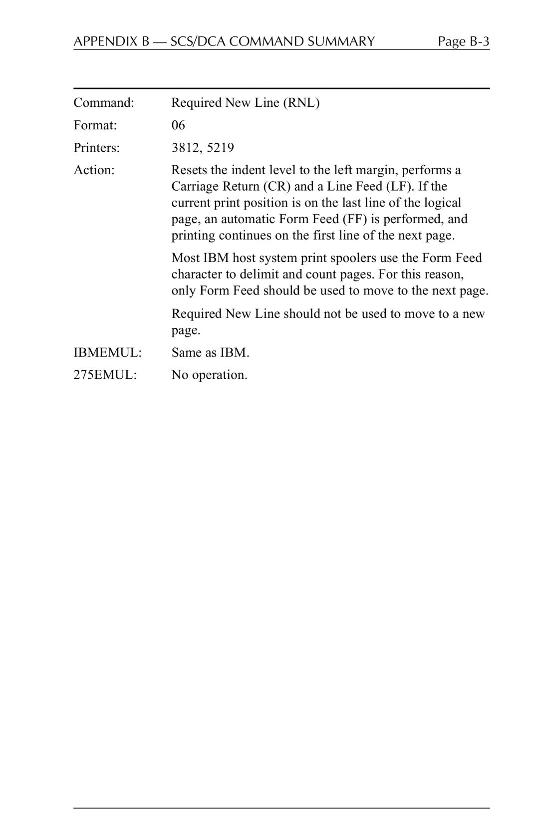 I-Data 5250 ALLY manual Appendix B SCS/DCA Command Summary 