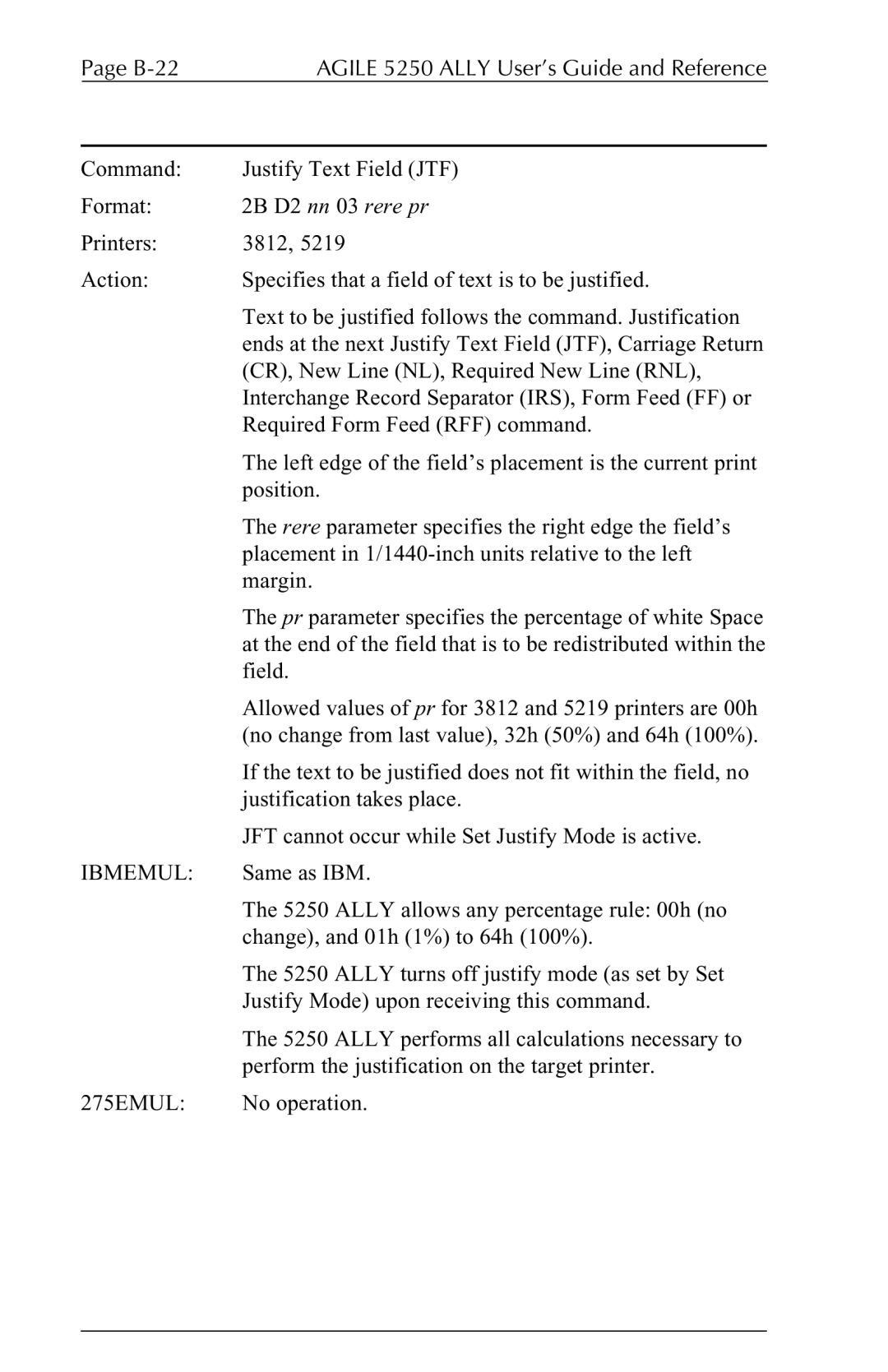 I-Data 5250 ALLY manual Ally allows any percentage rule 00h no 