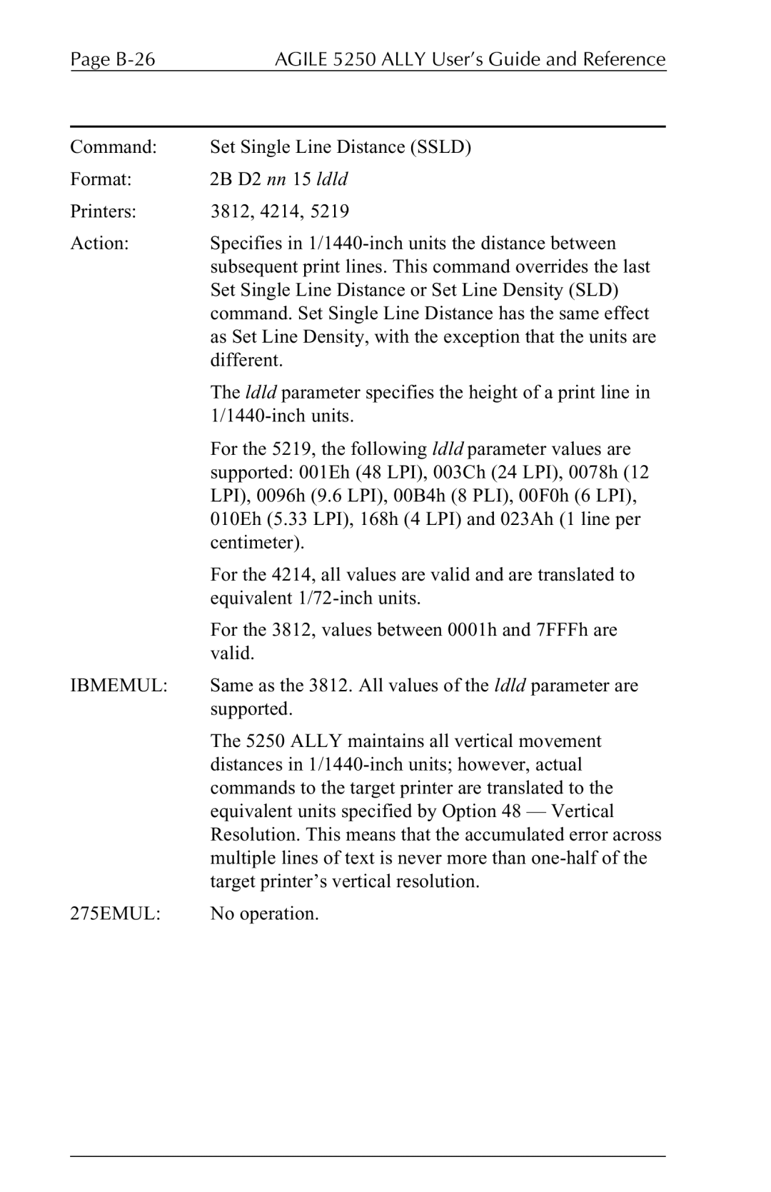 I-Data 5250 ALLY manual Same as the 3812. All values of the ldld parameter are 