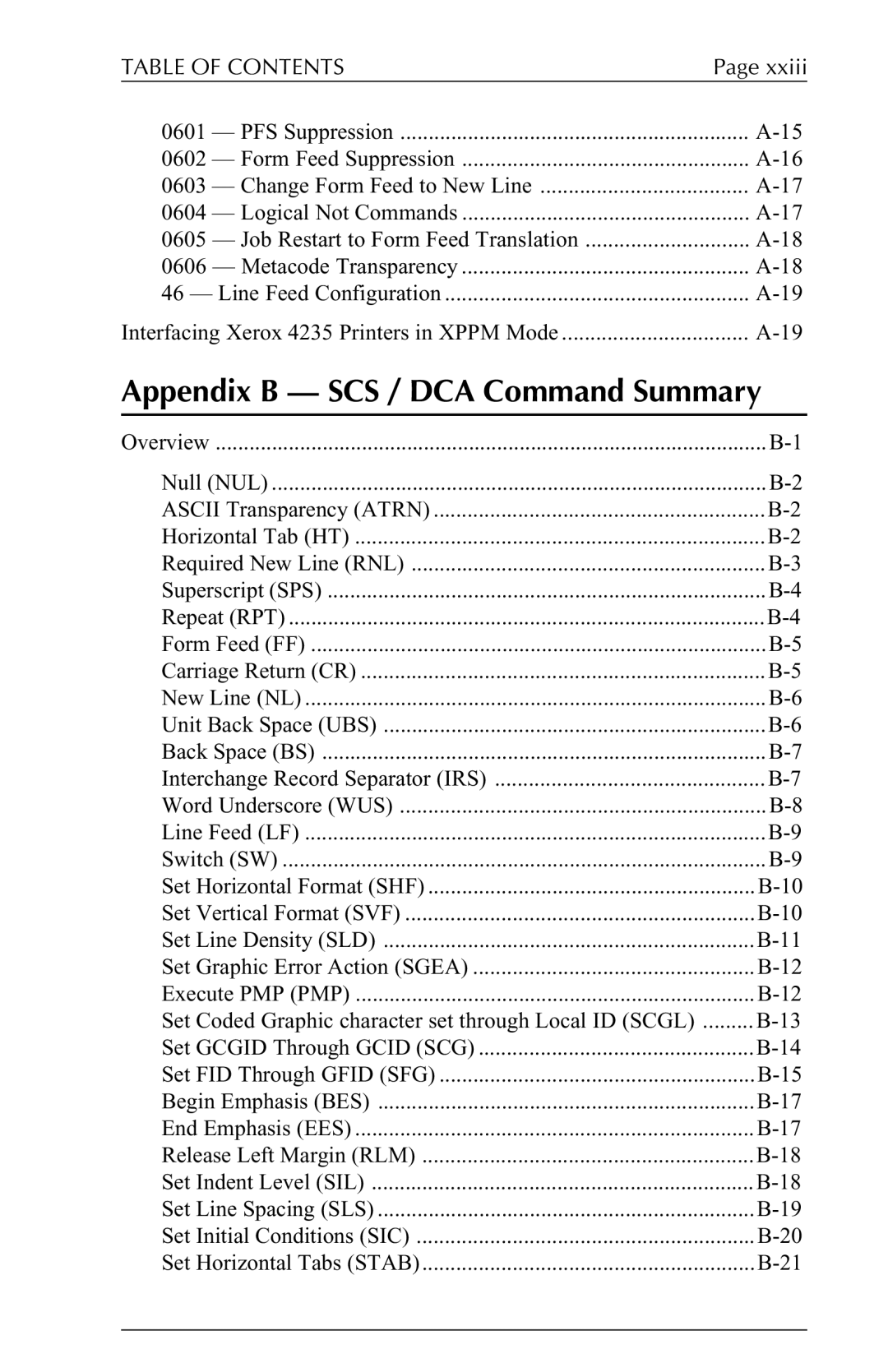 I-Data 5250 ALLY manual Appendix B SCS / DCA Command Summary 