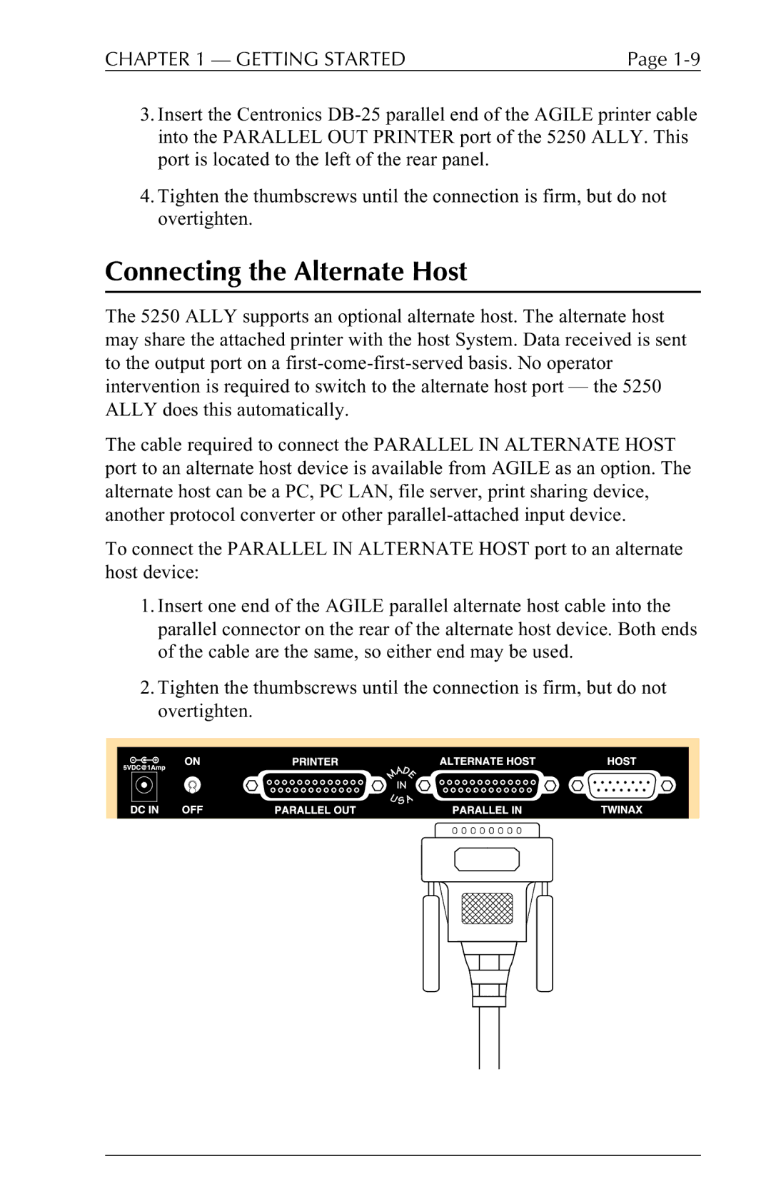 I-Data 5250 ALLY manual Connecting the Alternate Host 