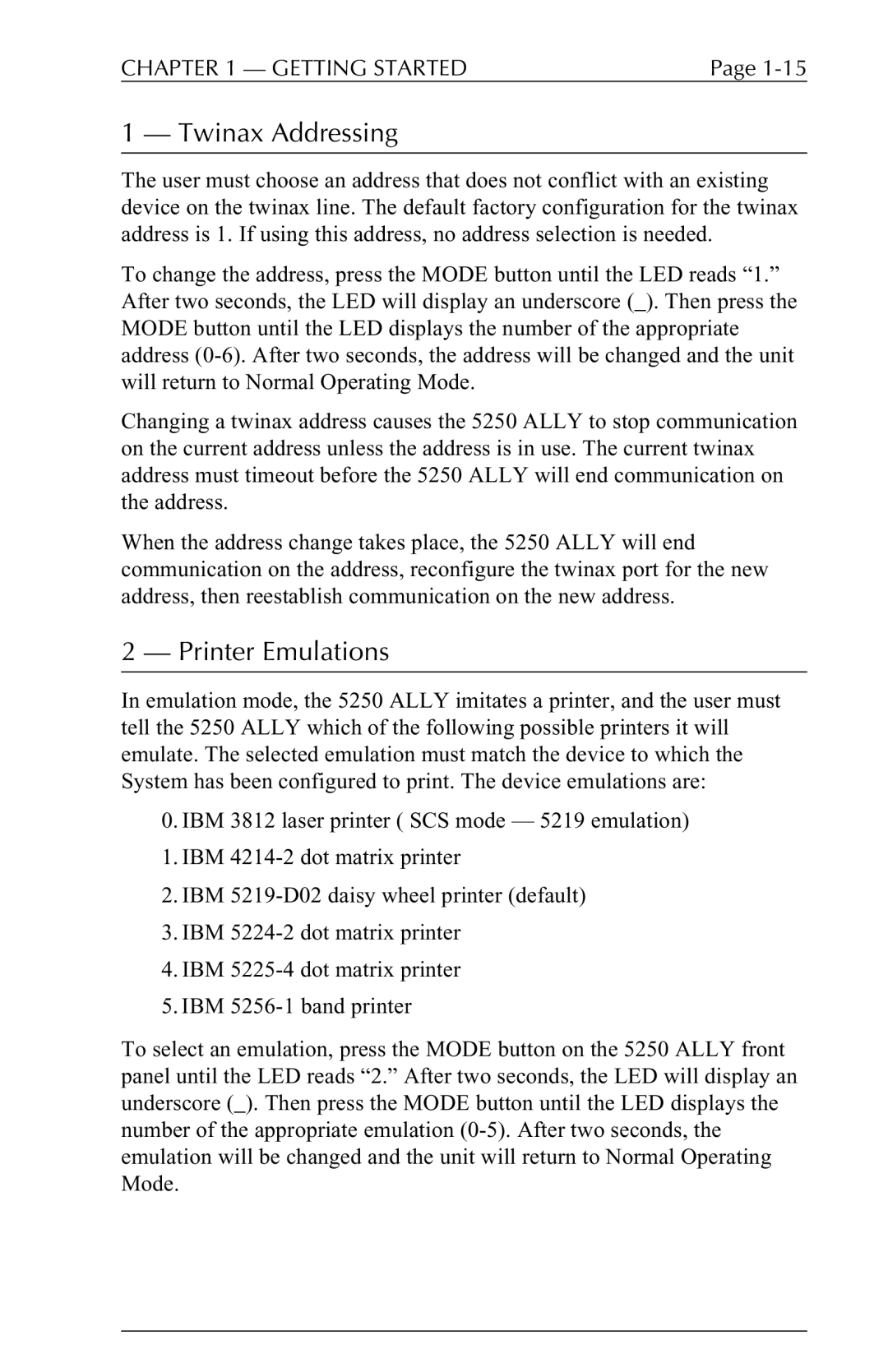 I-Data 5250 ALLY manual Twinax Addressing 