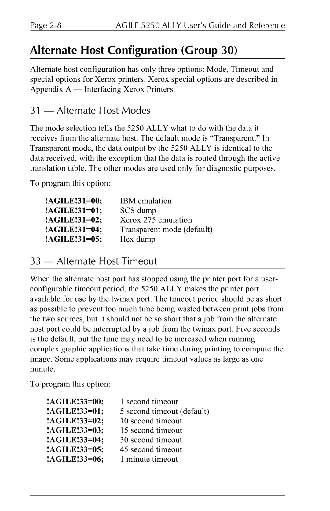 I-Data 5250 ALLY manual Alternate Host Configuration Group, Alternate Host Modes 