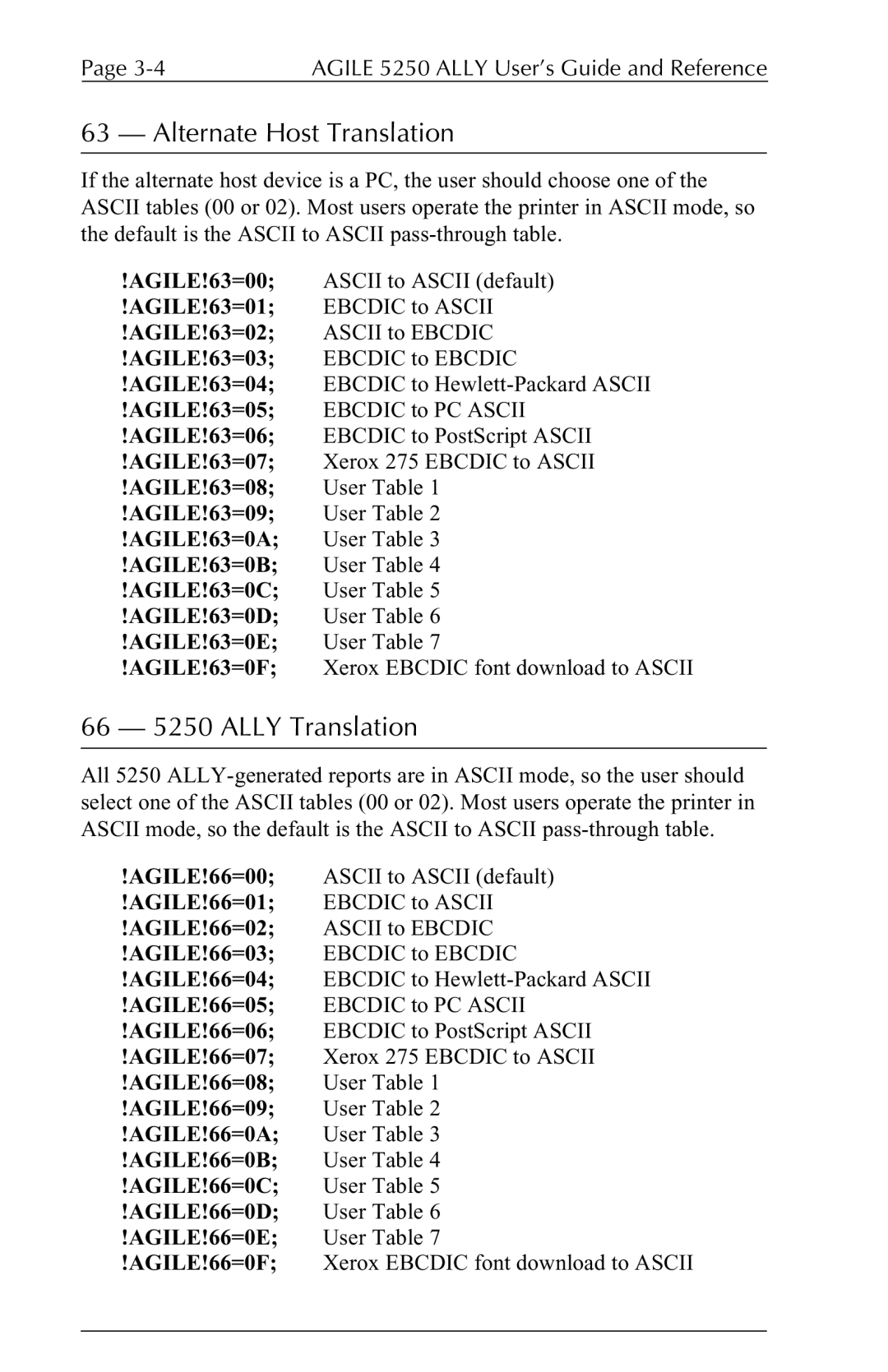 I-Data 5250 ALLY manual Alternate Host Translation, 66 5250 Ally Translation 