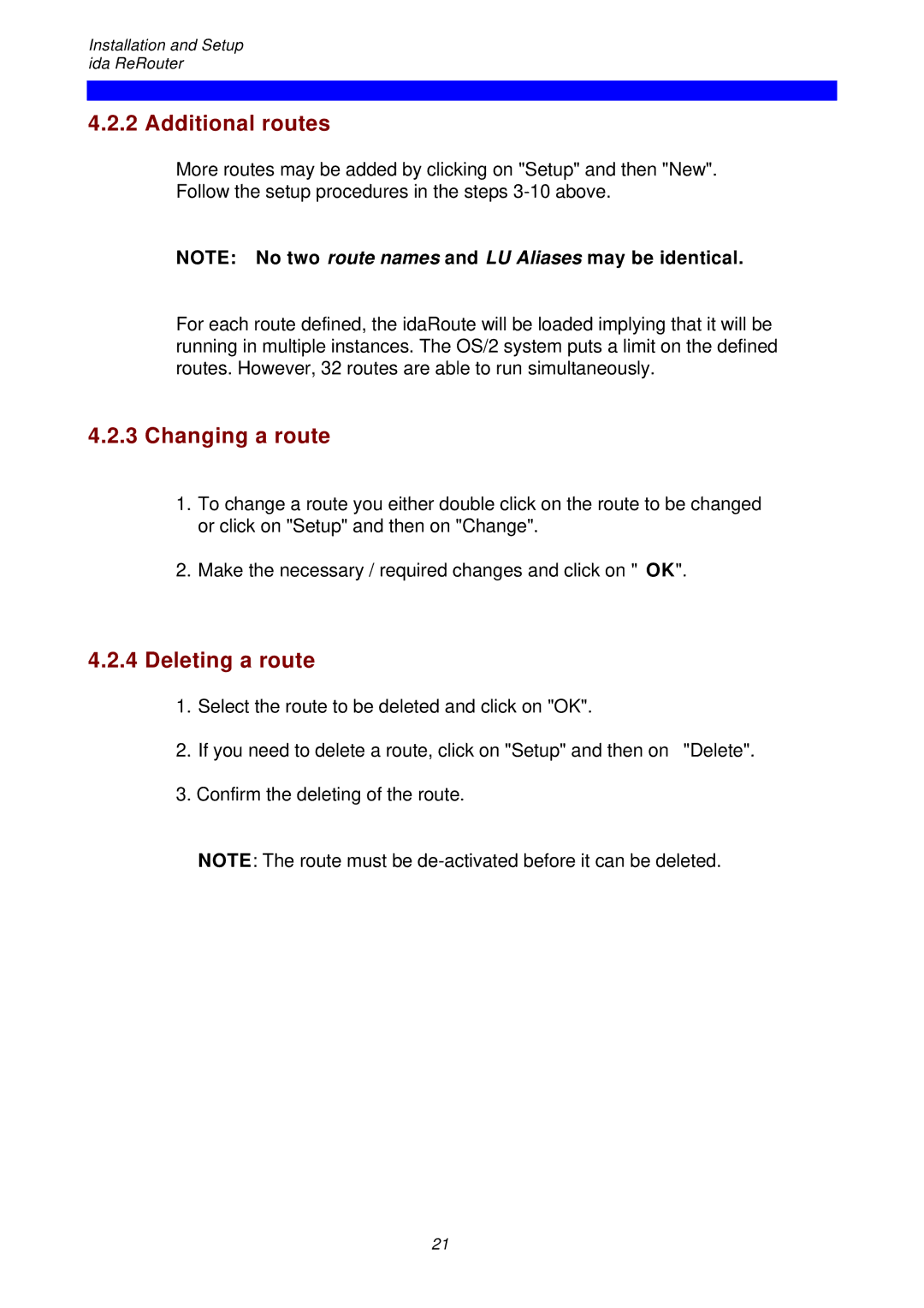 I-Data ReRouter instruction manual Additional routes, Changing a route, Deleting a route 