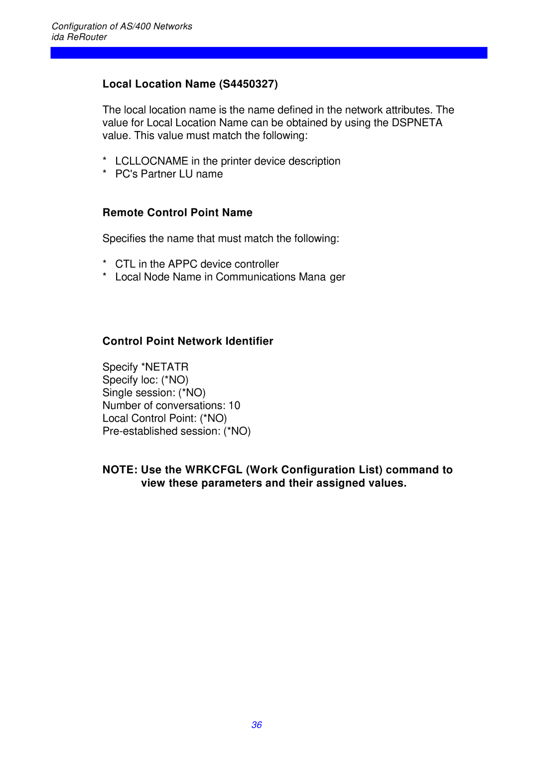 I-Data ReRouter Local Location Name S4450327, Remote Control Point Name, Control Point Network Identifier 