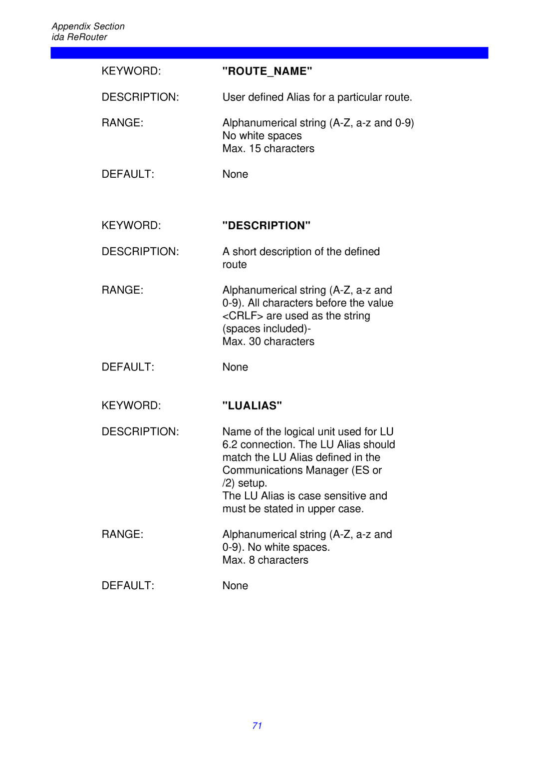 I-Data ReRouter instruction manual Routename 