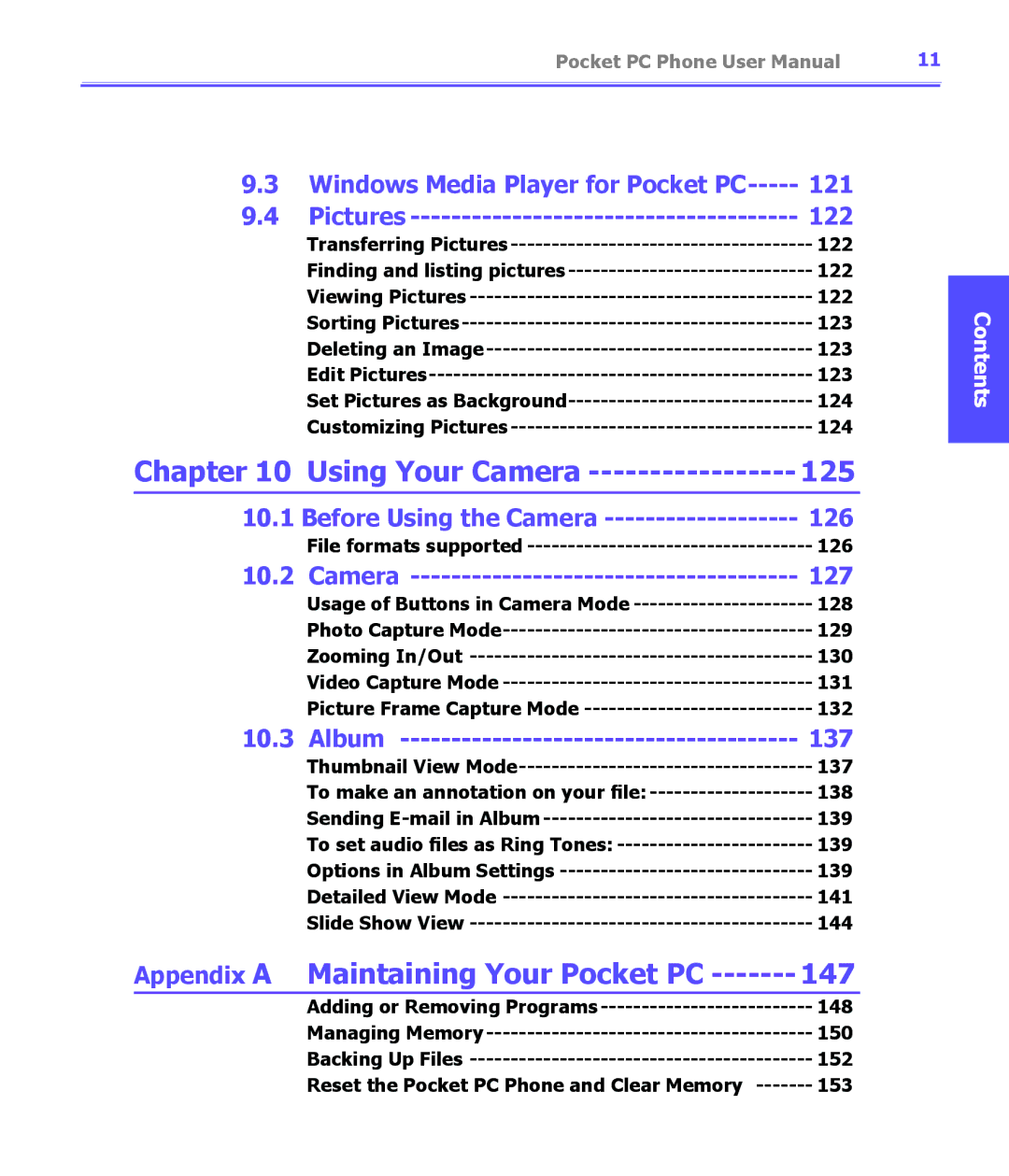 i-mate PDA2K EVDO manual Chapter, 125, 147 