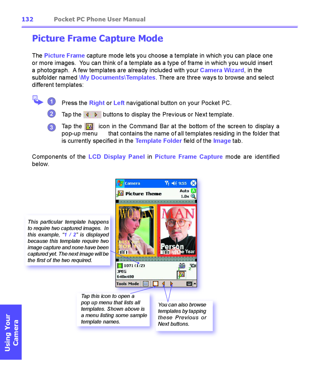 i-mate PDA2K EVDO manual Picture Frame Capture Mode 