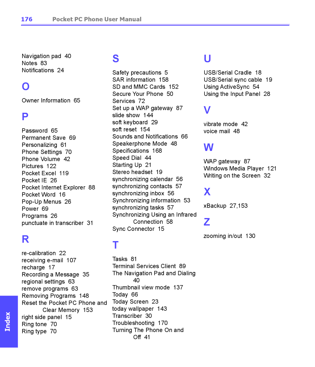 i-mate PDA2K EVDO manual Index 