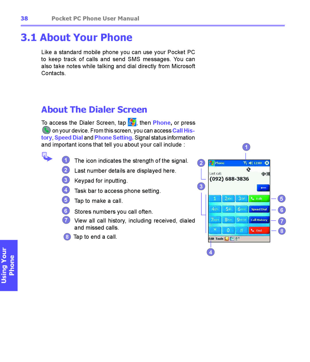 i-mate PDA2K EVDO manual About Your Phone, About The Dialer Screen 