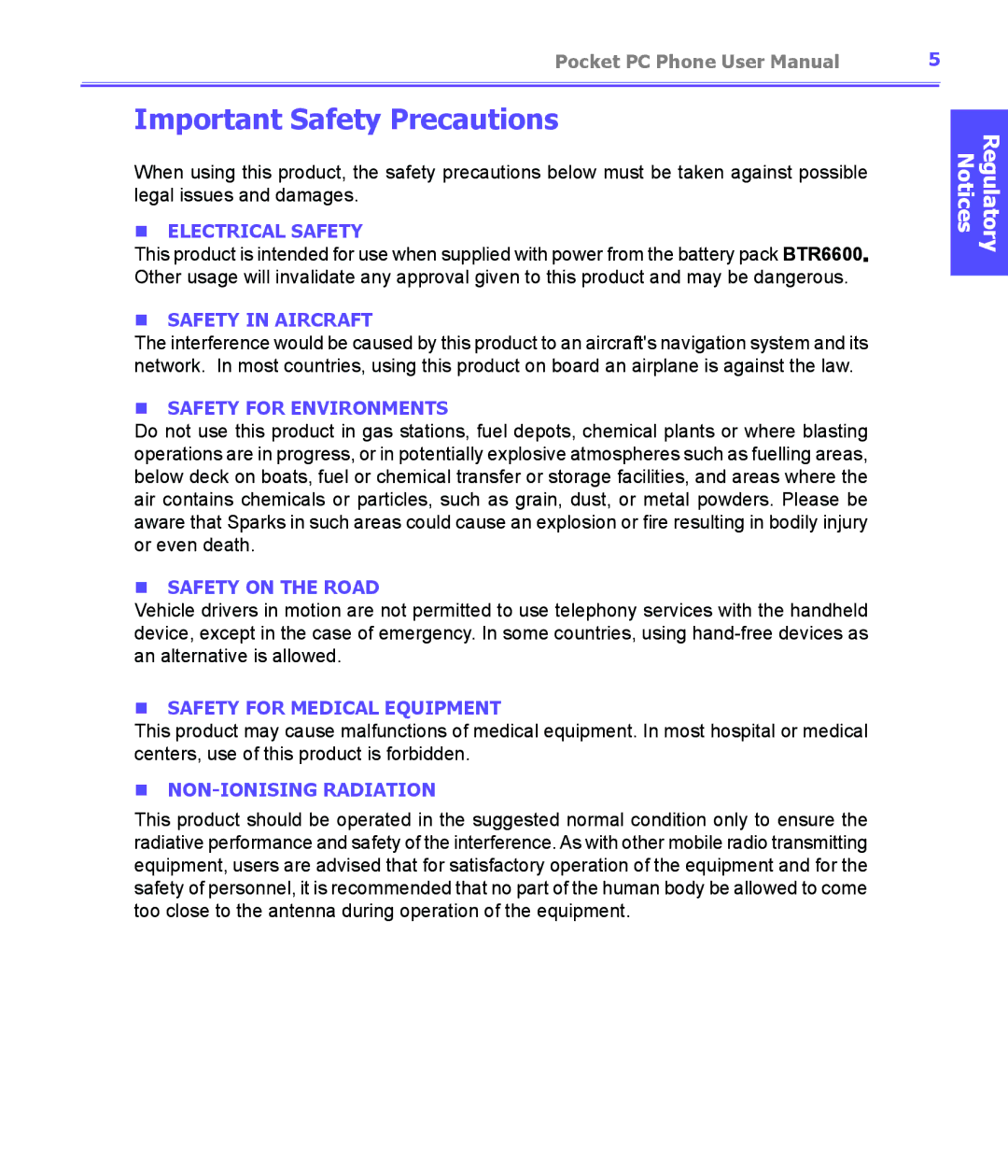 i-mate PDA2K EVDO manual Important Safety Precautions 