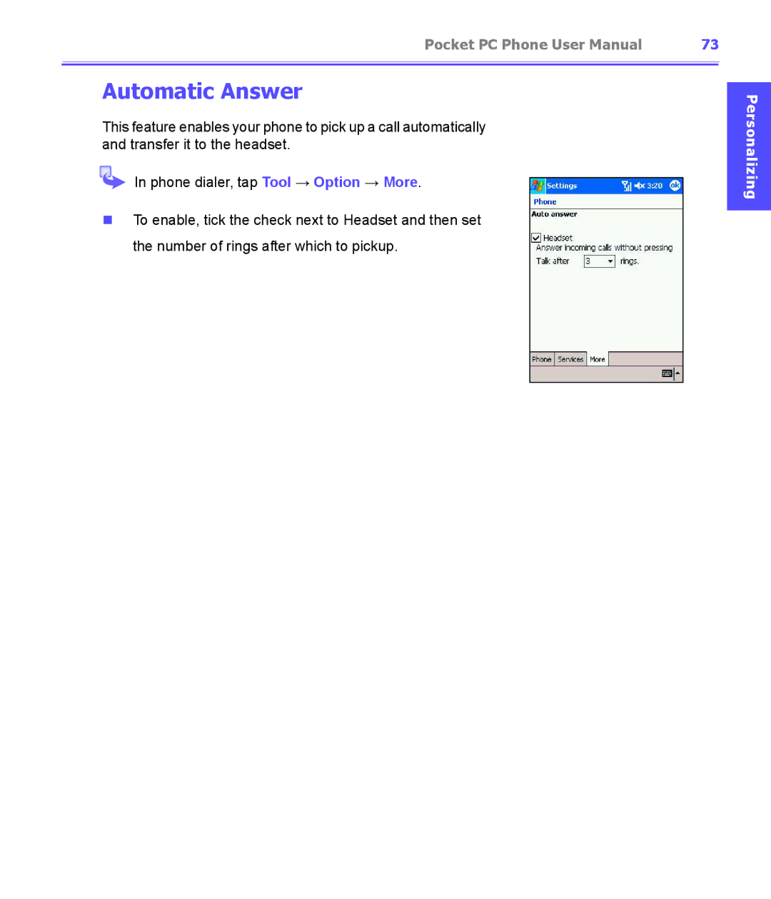 i-mate PDA2K EVDO manual Automatic Answer 