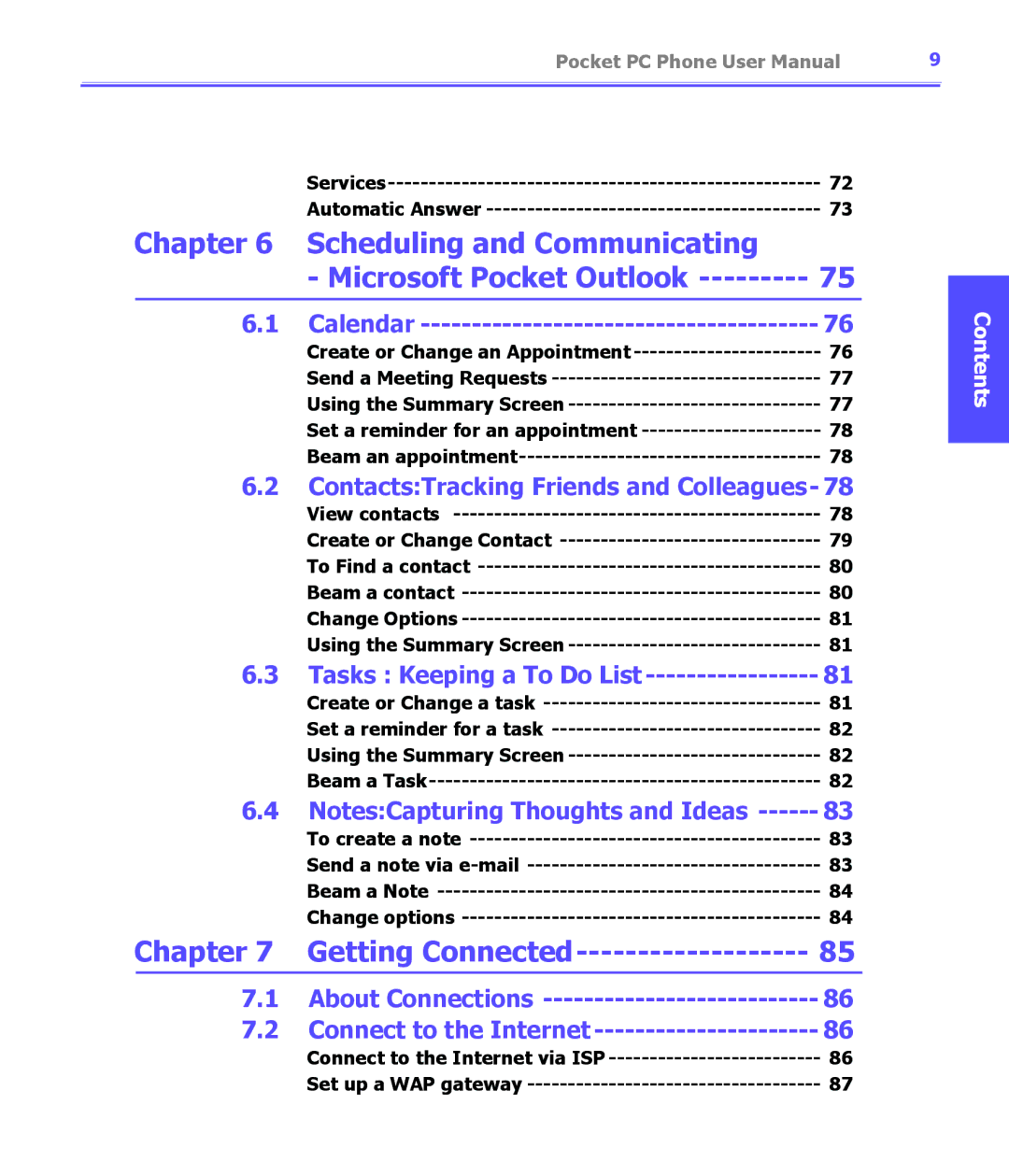 i-mate PDA2K EVDO manual Scheduling and Communicating Microsoft Pocket Outlook, Getting Connected, Calendar 