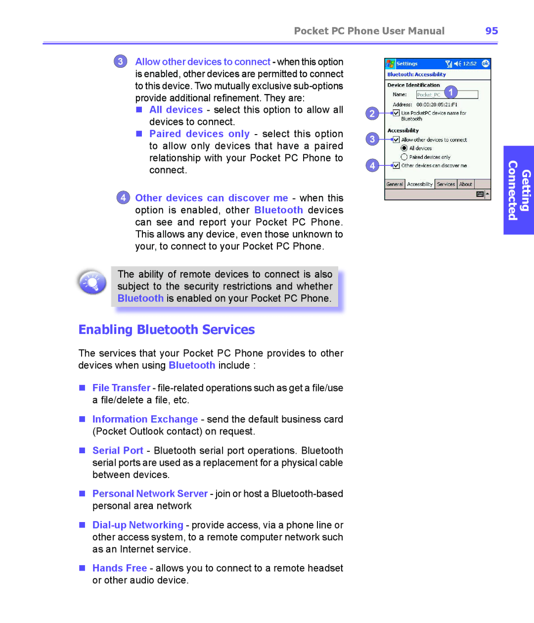 i-mate PDA2K EVDO manual Enabling Bluetooth Services 