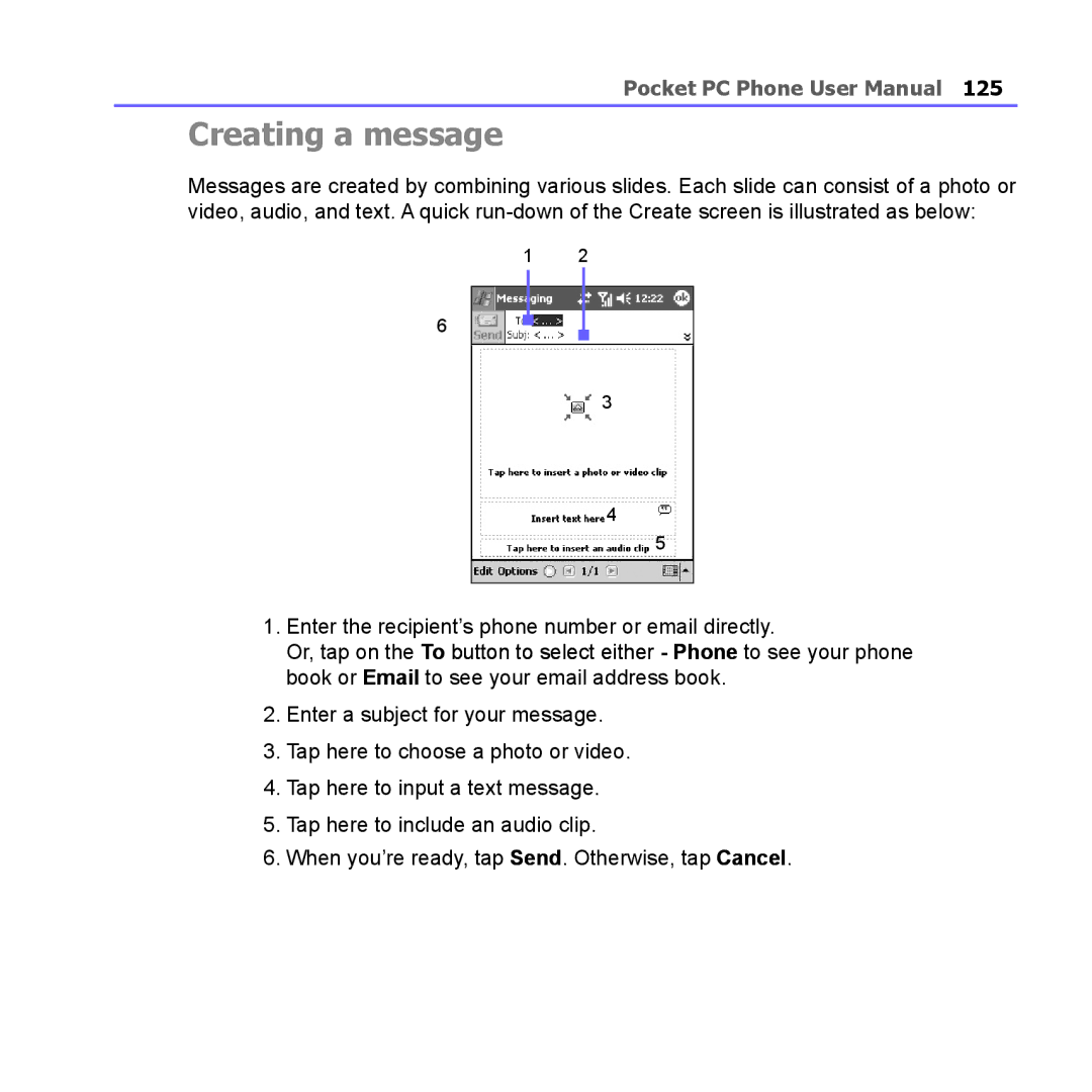 i-mate PM10A manual Creating a message 