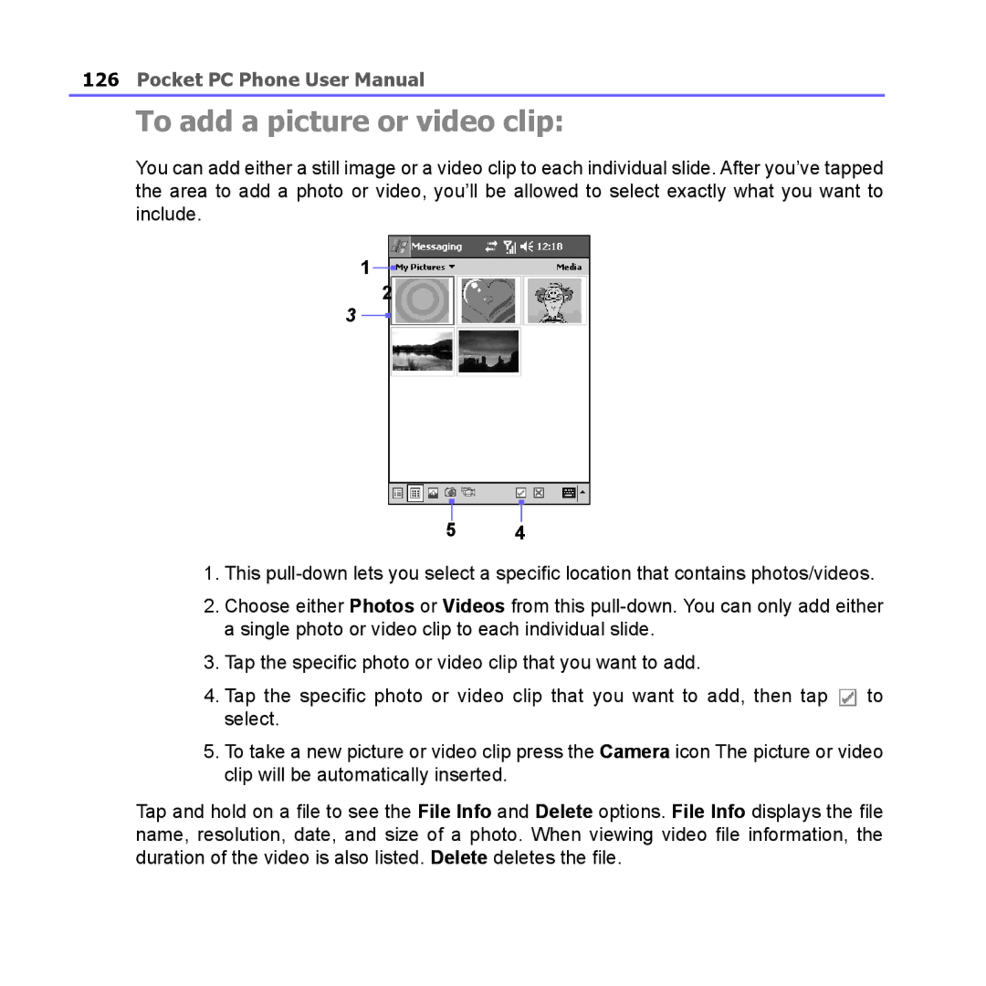 i-mate PM10A manual To add a picture or video clip 