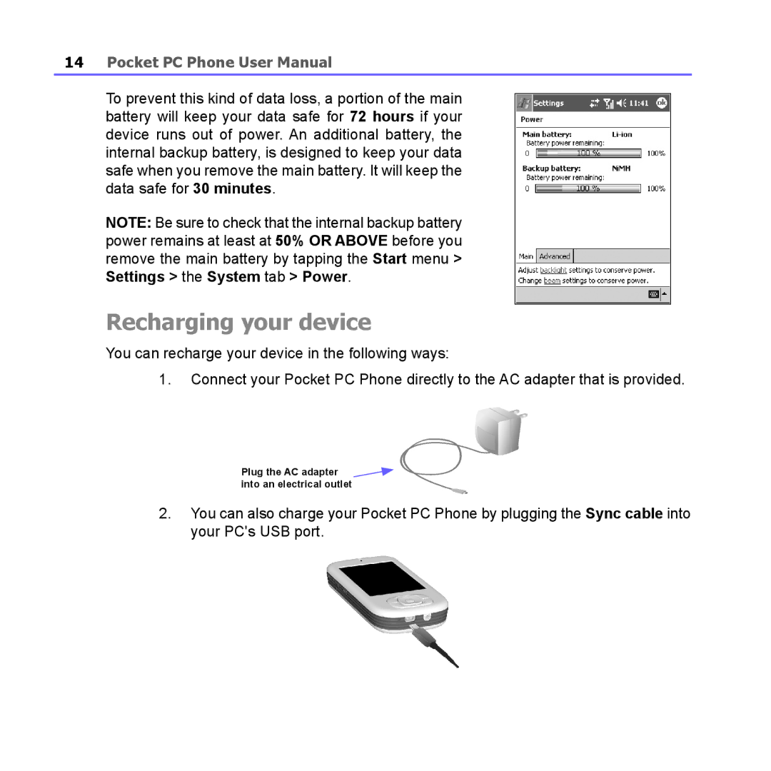 i-mate PM10A manual Recharging your device 