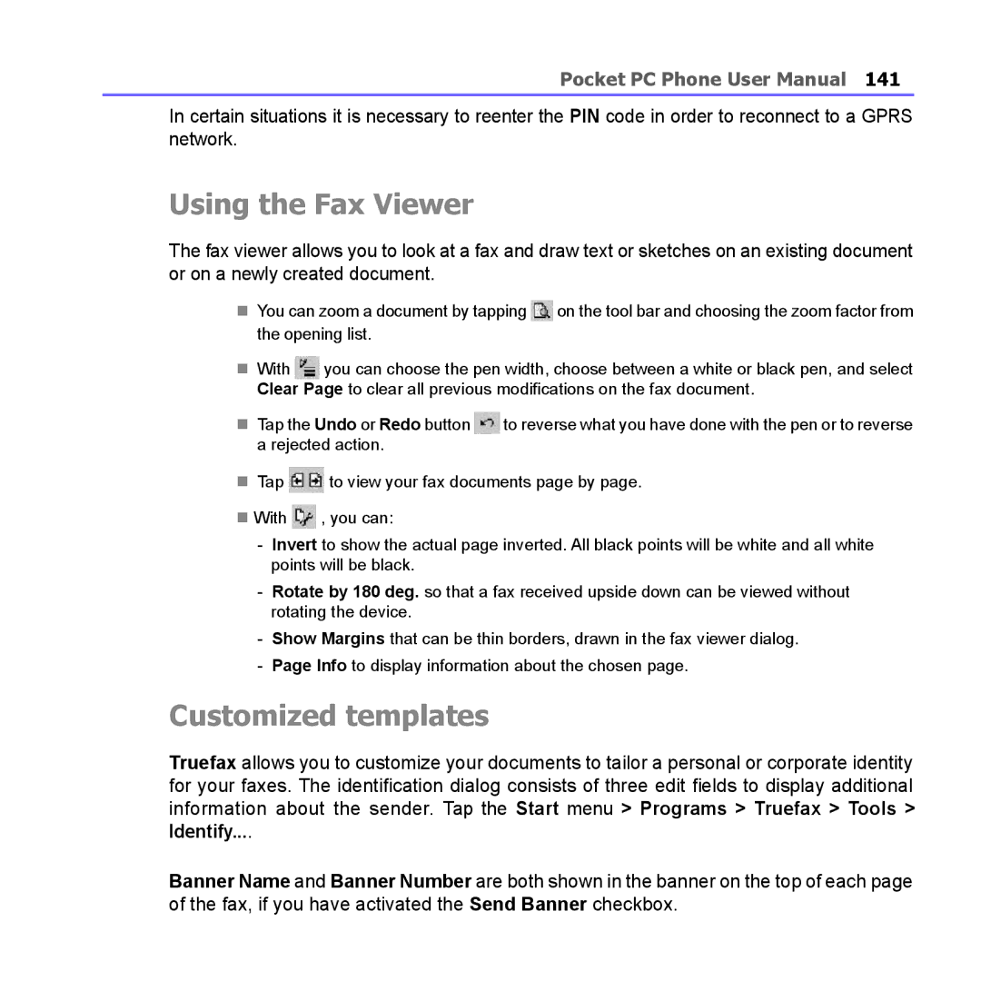 i-mate PM10A manual Using the Fax Viewer, Customized templates 