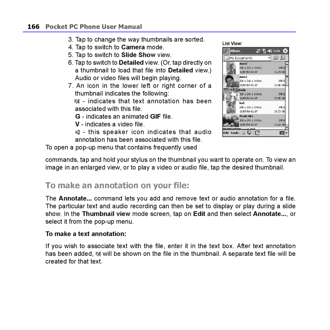 i-mate PM10A manual To make an annotation on your file, To make a text annotation 