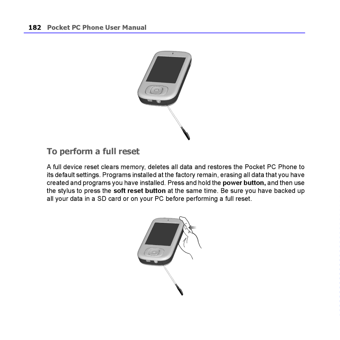 i-mate PM10A manual To perform a full reset 